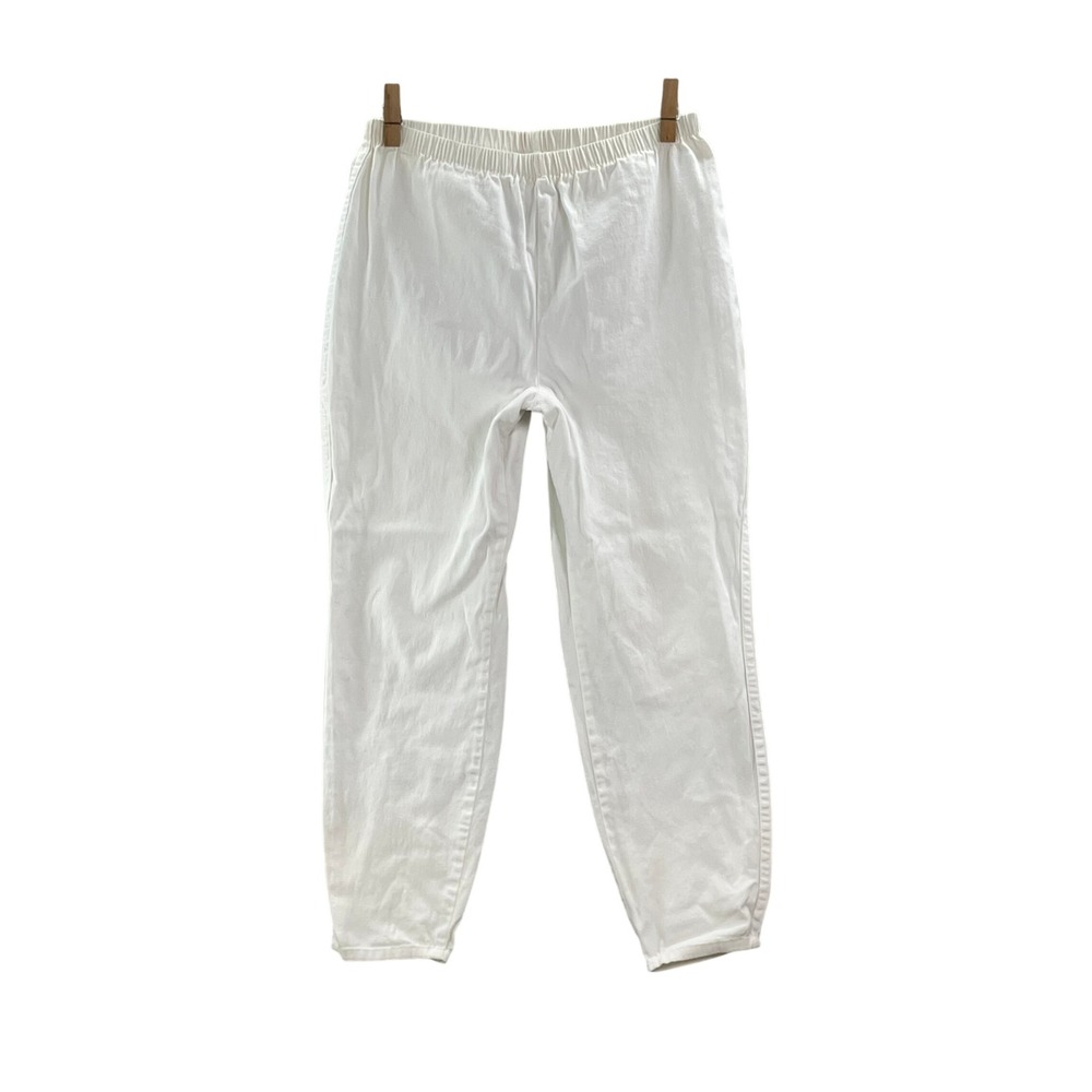Just My Size Pants Womens 14W/16W White Vintage USA Made Boho Tapered Leg Travel